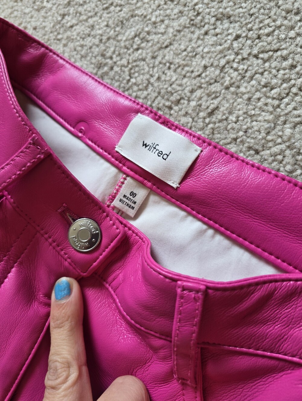 Aritzia Wilfred Melina Vital Pink Vegan Leather Pant Pink Womens Size 00 - Picture 9 of 11
